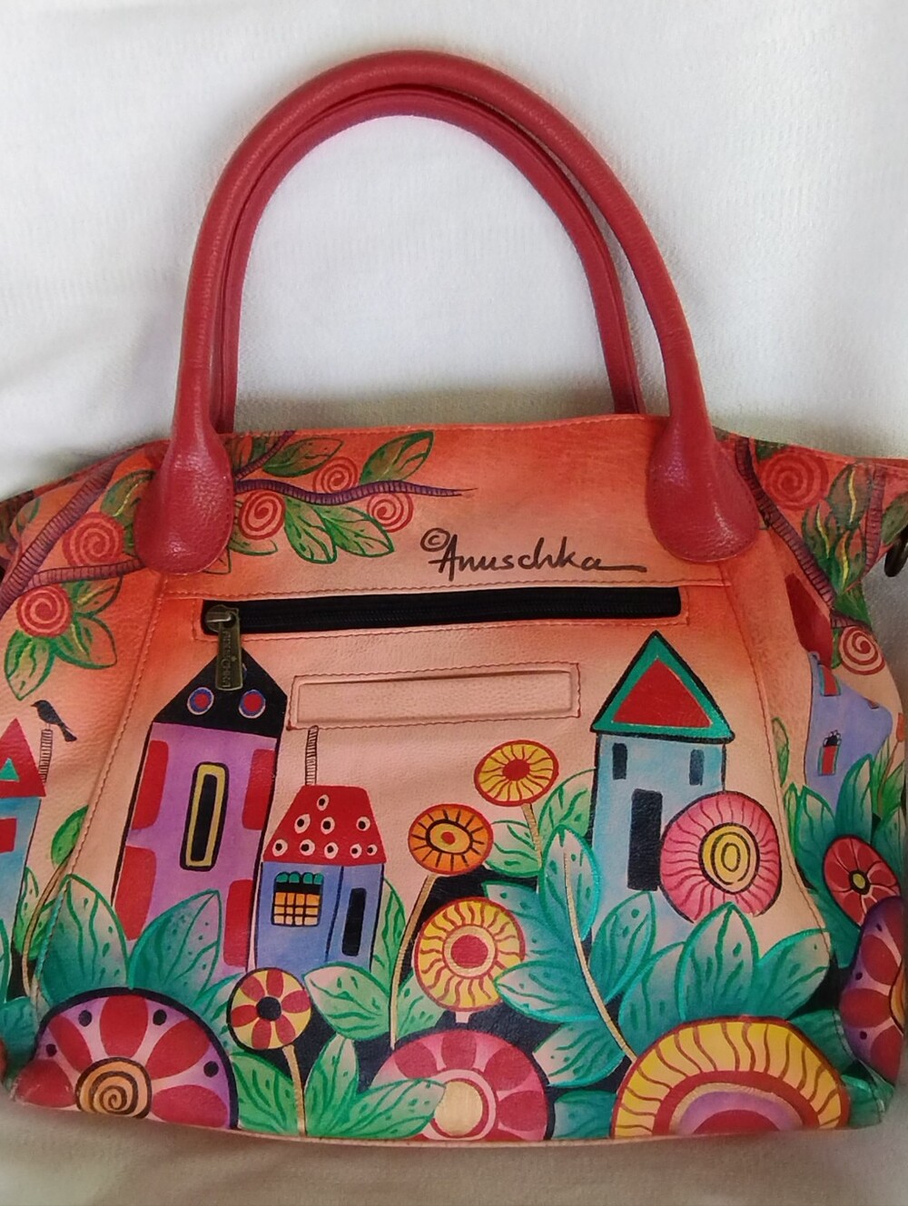 Anna by Anuschka Village of Dreams Bag Hand-Painted Leather Beautiful - Picture 2 of 16